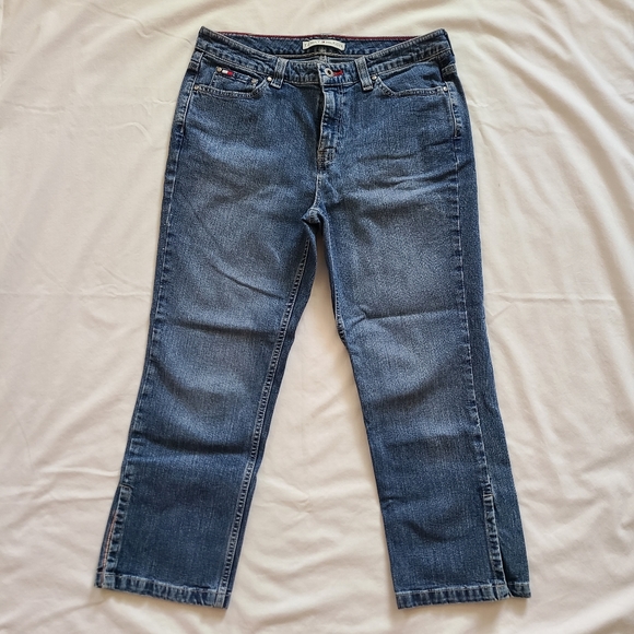 ❤️VGUC Tommy Hilfiger Medium Blue Wash y2k Slit Ankle Straight Leg Denim Jeans 8 - Picture 2 of 15